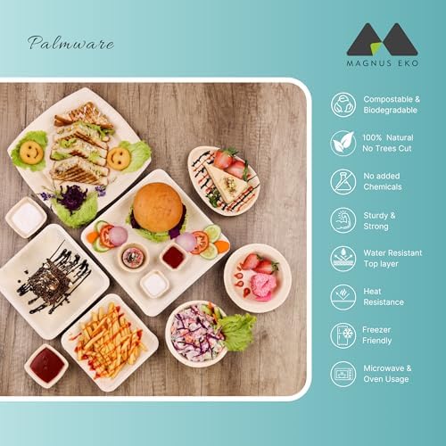 Eco-Friendly Bamboo 50-Piece Party Plates