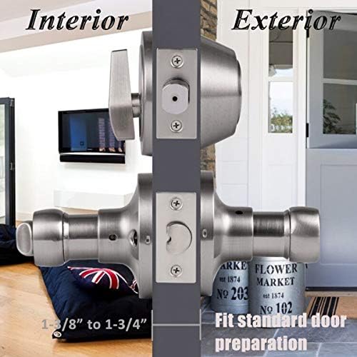 Probrico 5 Sets Satin Nickel Door Lever and Deadbolt Combo Pack