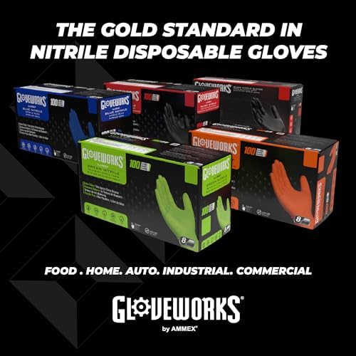 GLOVEWORKS HD Green Nitrile Gloves 8 mil Medium-XXL Mechanic Gloves