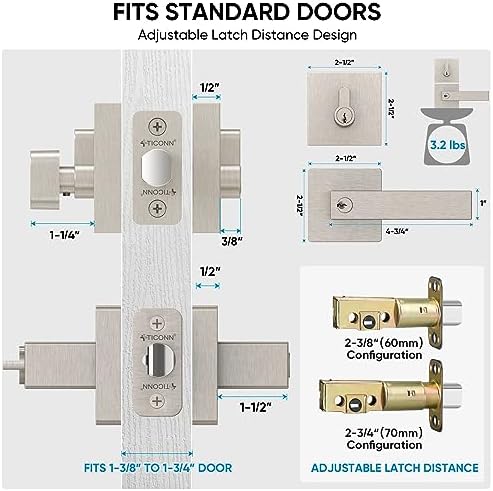 Premium Heavy-Duty Door Handle Set with Reversible Lever