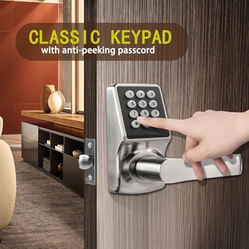 Keyless Entry Door Lock with Backup KeysKeypad EntrySilver Door Lock