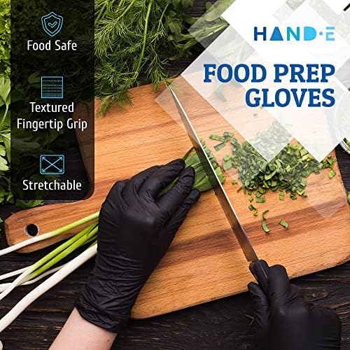 Hand-E Touch Black Nitrile Disposable Gloves