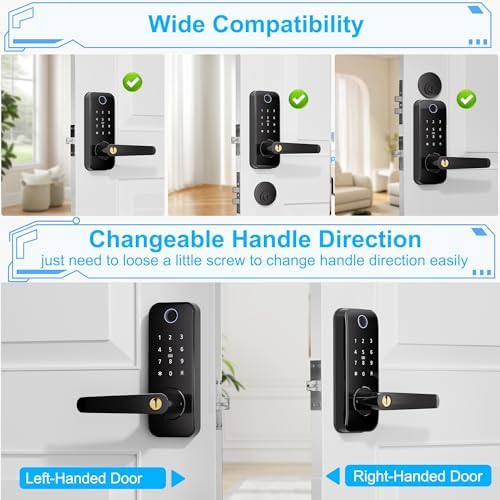 Secure Entry Remote Control Door Lock with 8-Lang Fingerprint Keyless Entry
