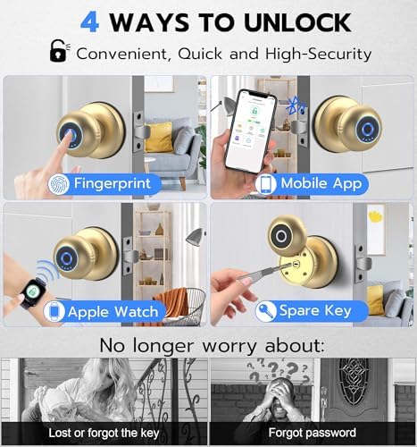 Smart Door Lock with Fingerprint More Anweller Q1 Wired Gold