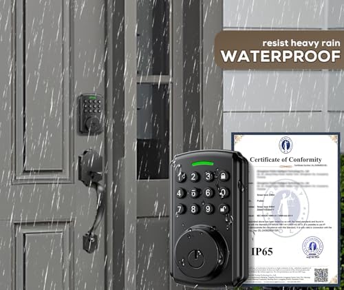 IP65 Smart Deadbolt Lock with Alexa Google Water-Resistant Keyless Install-free