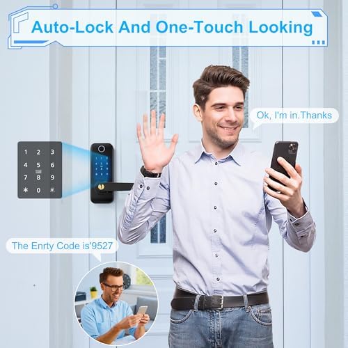 Secure Entry Remote Control Door Lock with 8-Lang Fingerprint Keyless Entry