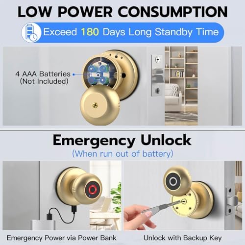 Smart Door Lock with Fingerprint More Anweller Q1 Wired Gold