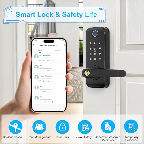 Secure Entry Remote Control Door Lock with 8-Lang Fingerprint Keyless Entry