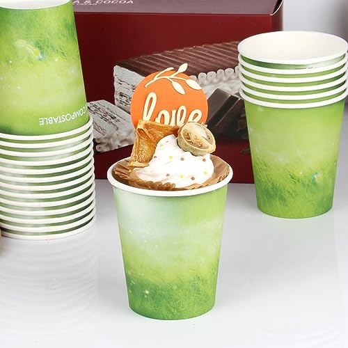 YesFresh 8oz Green Disposable Hot Beverage Paper Cups