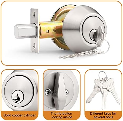 Secure 1-Sided Cylinder Deadbolt by Probrico Brushed Satin Nickel