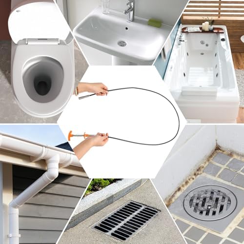 Upgrade 61-inch Drain Snake Hair Drain Clog Remover Tool