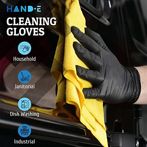 Hand-E Touch Black Nitrile Disposable Gloves