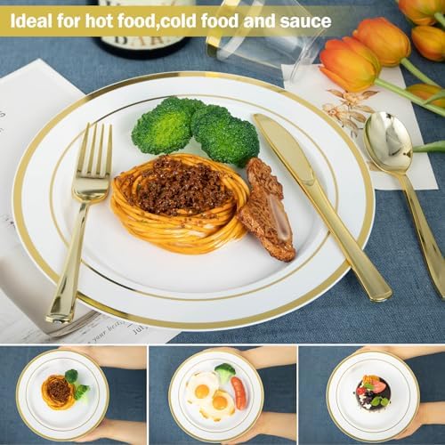 N9R 600PCS Gold Plastic Dinnerware Set