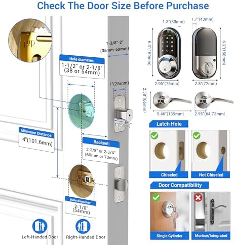 Veise Smart Door Lock Set with fingerprint keyless entry and app control