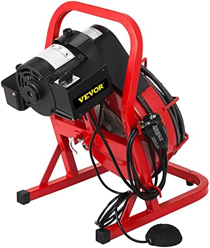 VEVOR 50FT Drain Auger with 4 Cutters and 250W Motor