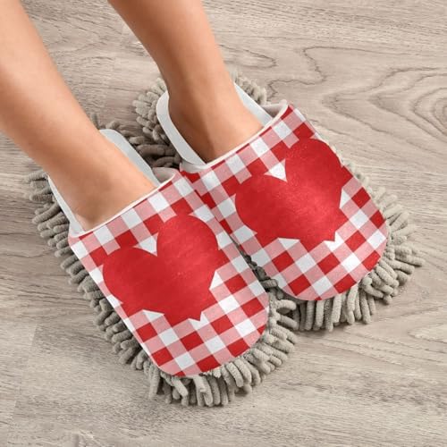 Burbuja Heart Plaid Mop Slippers - Clean Your Home Easy