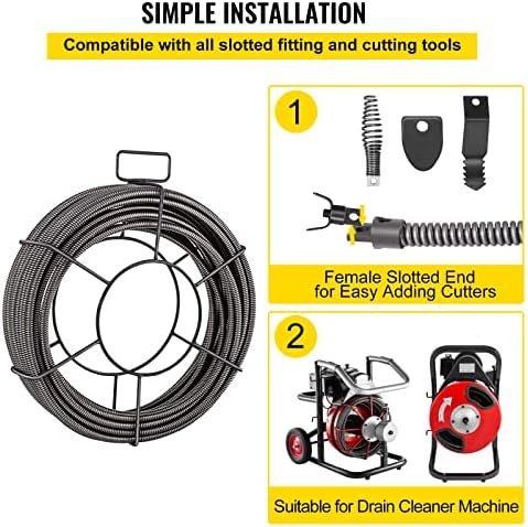 Vevor Drain Cleaning Cable 100 Steel Auger Black