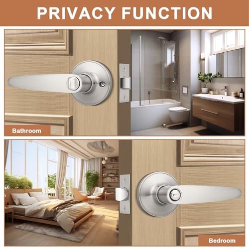Probrico Privacy Door Lever Set 8-Piece SATIN NICKEL DURABLE SECURE