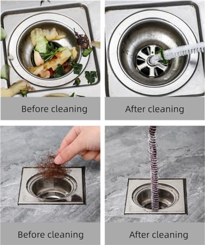 3-Piece 279-inch Long Sink Drain Cleaning Brush with Overflow Catcher