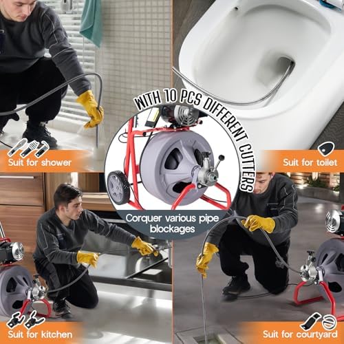 Seamless 100FT x 38 Drain Cleaner for 24 Pipes