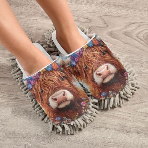 Burbuja Highland Cow Mop Slippers