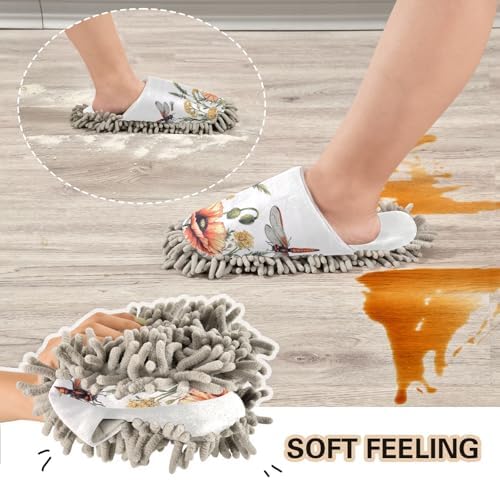 Burbuja Flowers Dragonfly Mop Slippers Absorbent Washable Unisex
