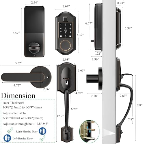 Front Door Smart Lock with fingerprint no key entry Oil Rubbed Bronze