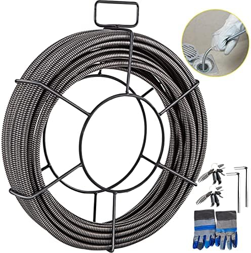 Vevor Drain Cleaning Cable 100 Steel Auger Black