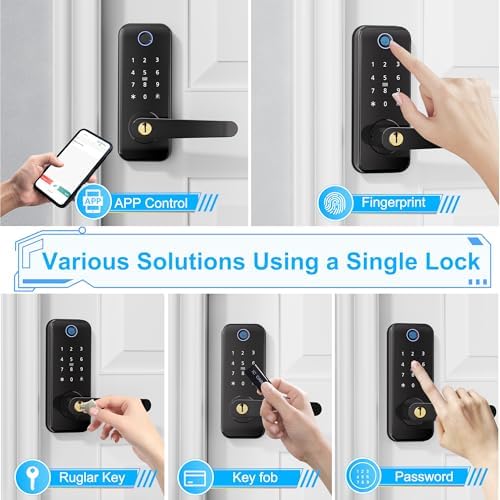 Secure Entry Remote Control Door Lock with 8-Lang Fingerprint Keyless Entry