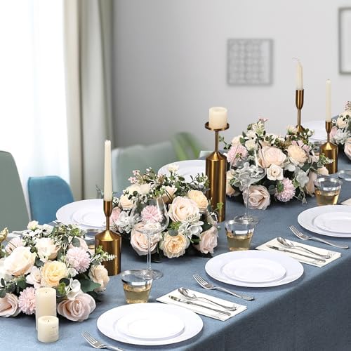 350-Piece White Swirls Plastic Dinnerware Set for 50 Guests
