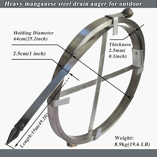 Heavy Duty Drain Snake Tool 15m Manganese Steel 1