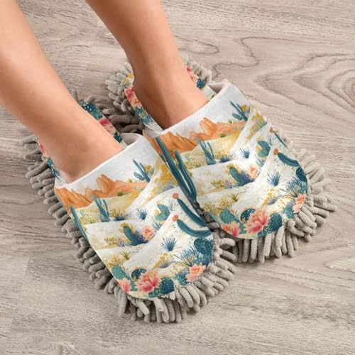 Silhouette Flower Washable Mop Slippers