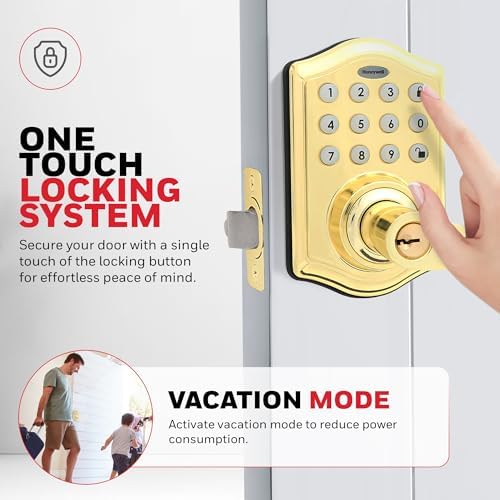 Honeywell Door Lock with Keyless Entry 50-Code Keypad Alarm Sep 2023