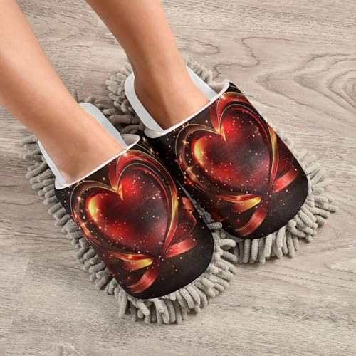 Burbuja Valentine Red Heart Mop Slippers