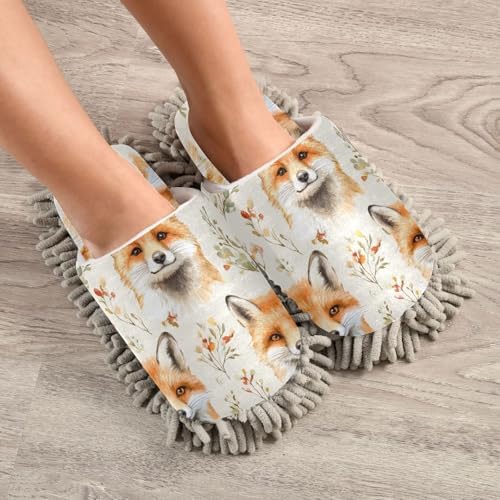 Microfiber Cleaning Slippers with Forest Fox Design for House Cleaning