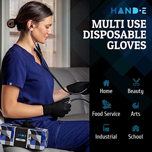 Hand-E Touch Black Nitrile Disposable Gloves