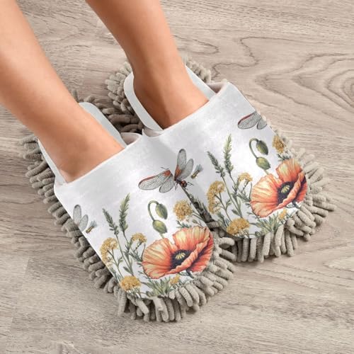Burbuja Flowers Dragonfly Mop Slippers Absorbent Washable Unisex
