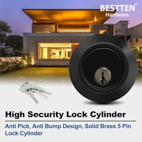 Durable Matte Black Single-Cylinder Deadbolt for Front Garage Doors