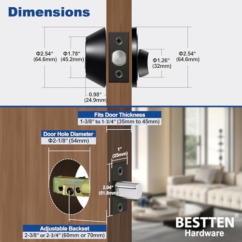Durable Matte Black Single-Cylinder Deadbolt for Front Garage Doors