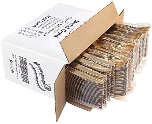 WDF Gold Plastic Silverware Set - Heavy-Duty Disposable Cutlery