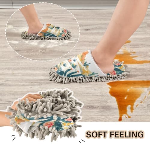 Silhouette Flower Washable Mop Slippers