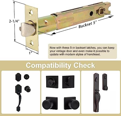 5-Inch Deadlatch Deadbolt Combo Fits Standard Entry Knobset - Polished Brass