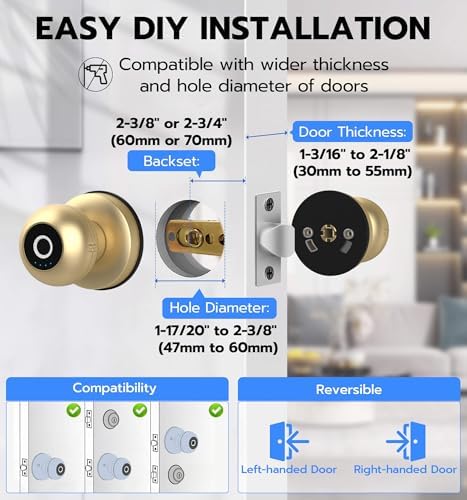 Smart Door Lock with Fingerprint More Anweller Q1 Wired Gold