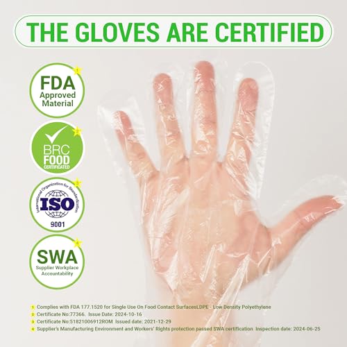 100 Pcs Disposable Plastic Gloves Perfect for Cooking Cleaning and Food Prep