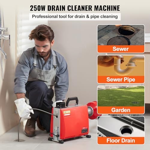 VEVOR 66FT 58 Electric Drain Auger with Cutting Cables and Cutters