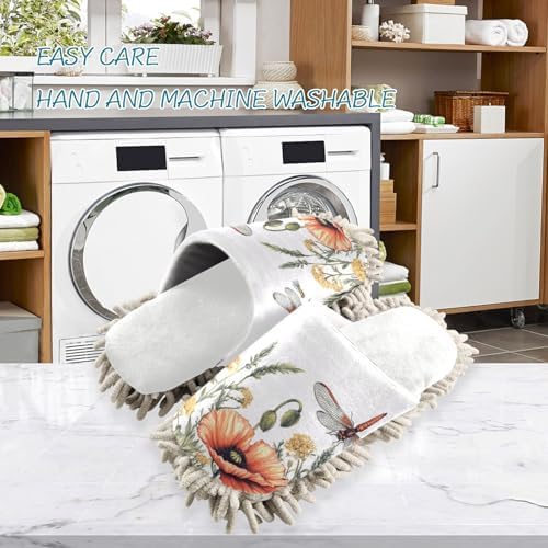 Burbuja Flowers Dragonfly Mop Slippers Absorbent Washable Unisex