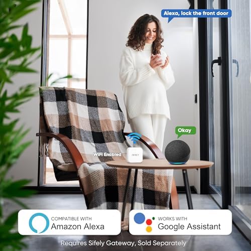 Sifely Keyless Entry Door Lock Smart Keypad Black WiFi Battery-Driven