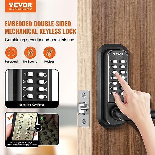 VEVOR Mechanical Keyless Door Lock 14-Digit Keypad