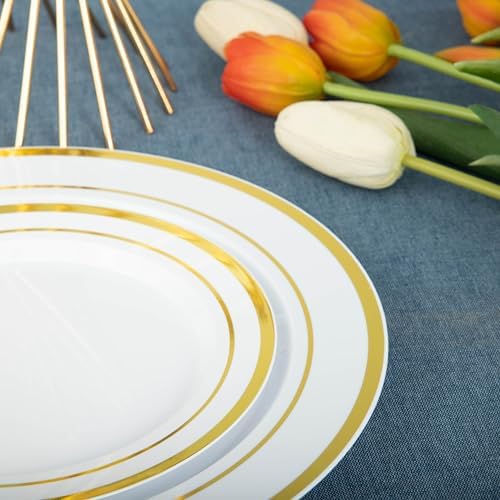 N9R 600PCS Gold Plastic Dinnerware Set