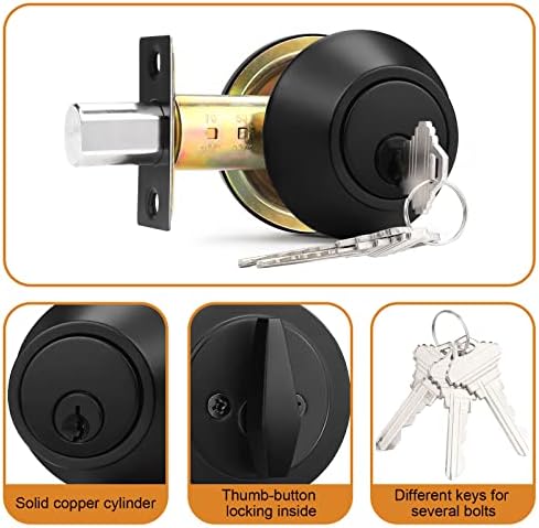 ProbricoSecure Entry Door Deadbolt with 3 Keys 2-38 Diameter